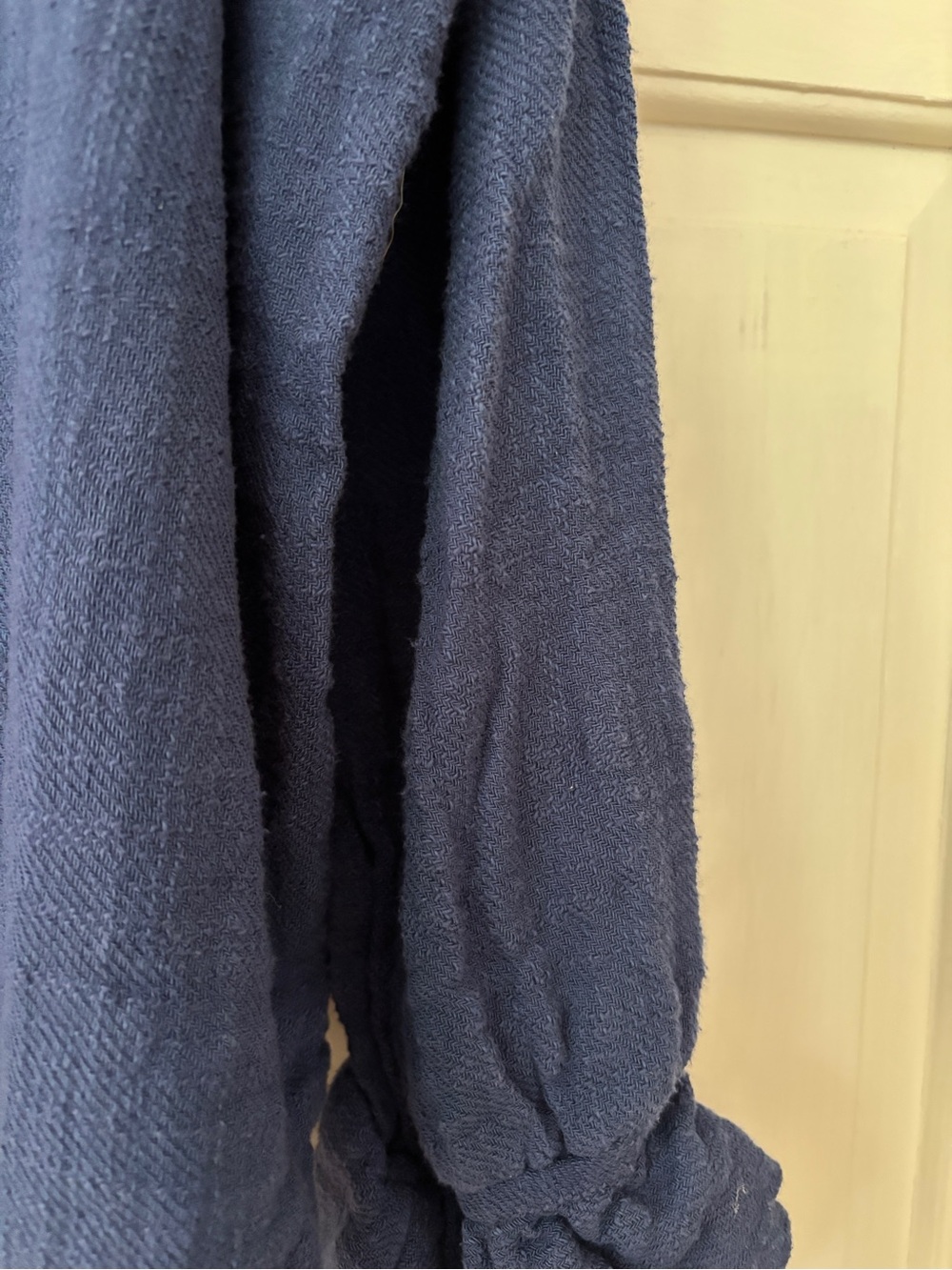 Free People Free-est Summer Vibes Ruffle Neck Button-Down Top Navy Peony Large - Picture 13 of 16